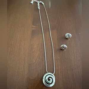 Brighton Vertigo Spiral Necklace & Stud Earring Set EUC